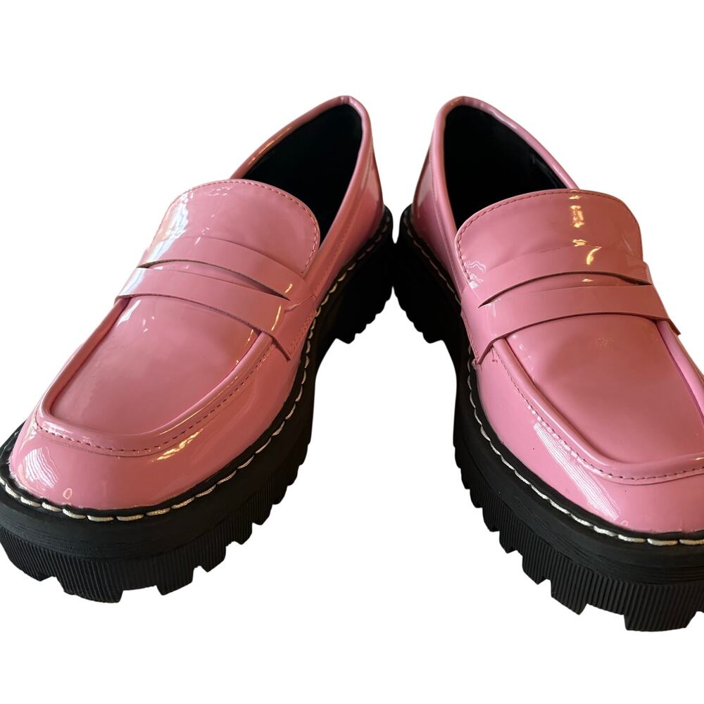 Madden Girl Pink Platform Chunky Penny Loafer Lug Sole Glossy Y2k Preppy 7.5 - Picture 9 of 11